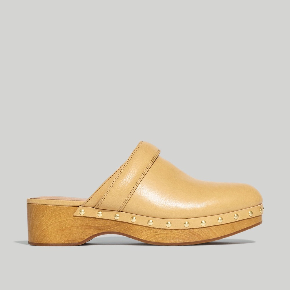 Madewell The Cecily Clog Oiled Leather In Dried Straw 9.5